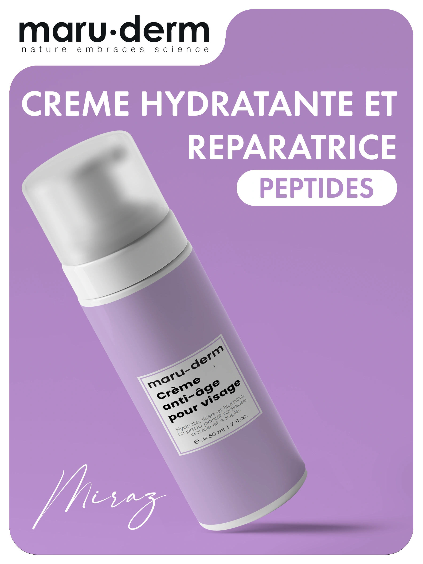 Pot de crème hydratante réparatrice Maru.Derm avec texture onctueuse