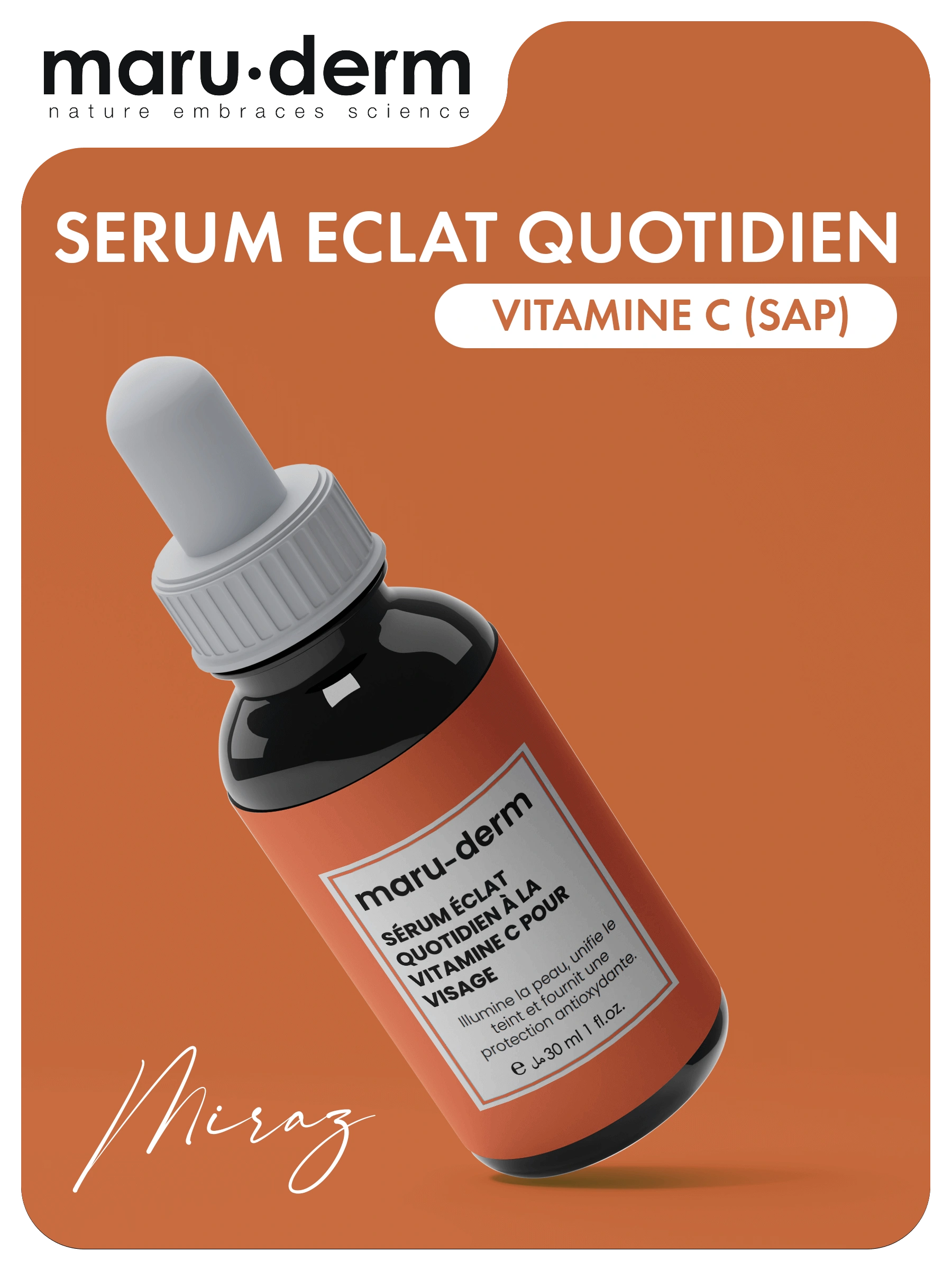 Flacon de serum vitamin c maruderm avec pipette en verre