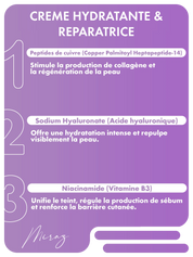 Emballage élégant de la crème hydratante réparatrice Maru.Derm