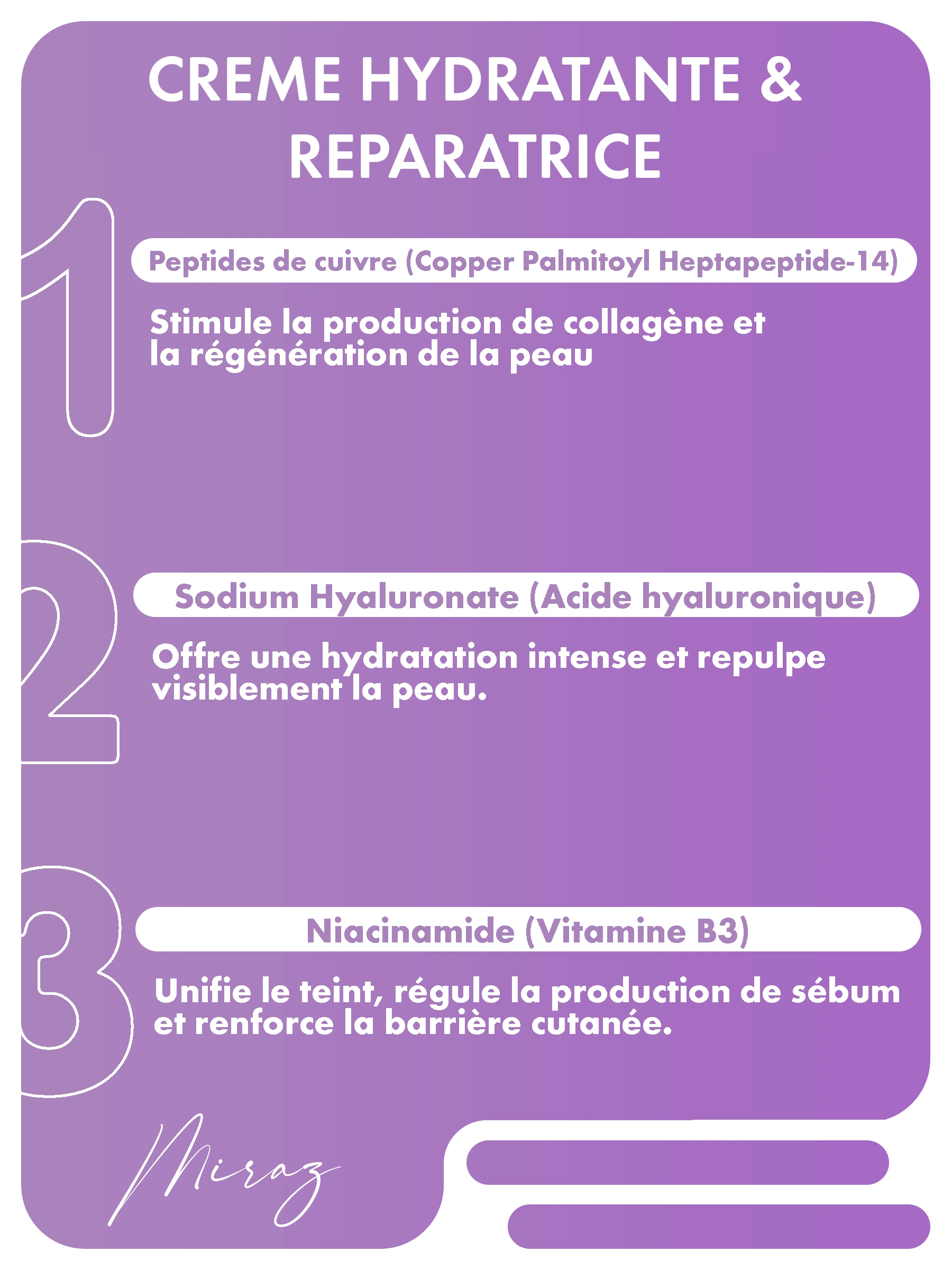 Emballage élégant de la crème hydratante réparatrice Maru.Derm