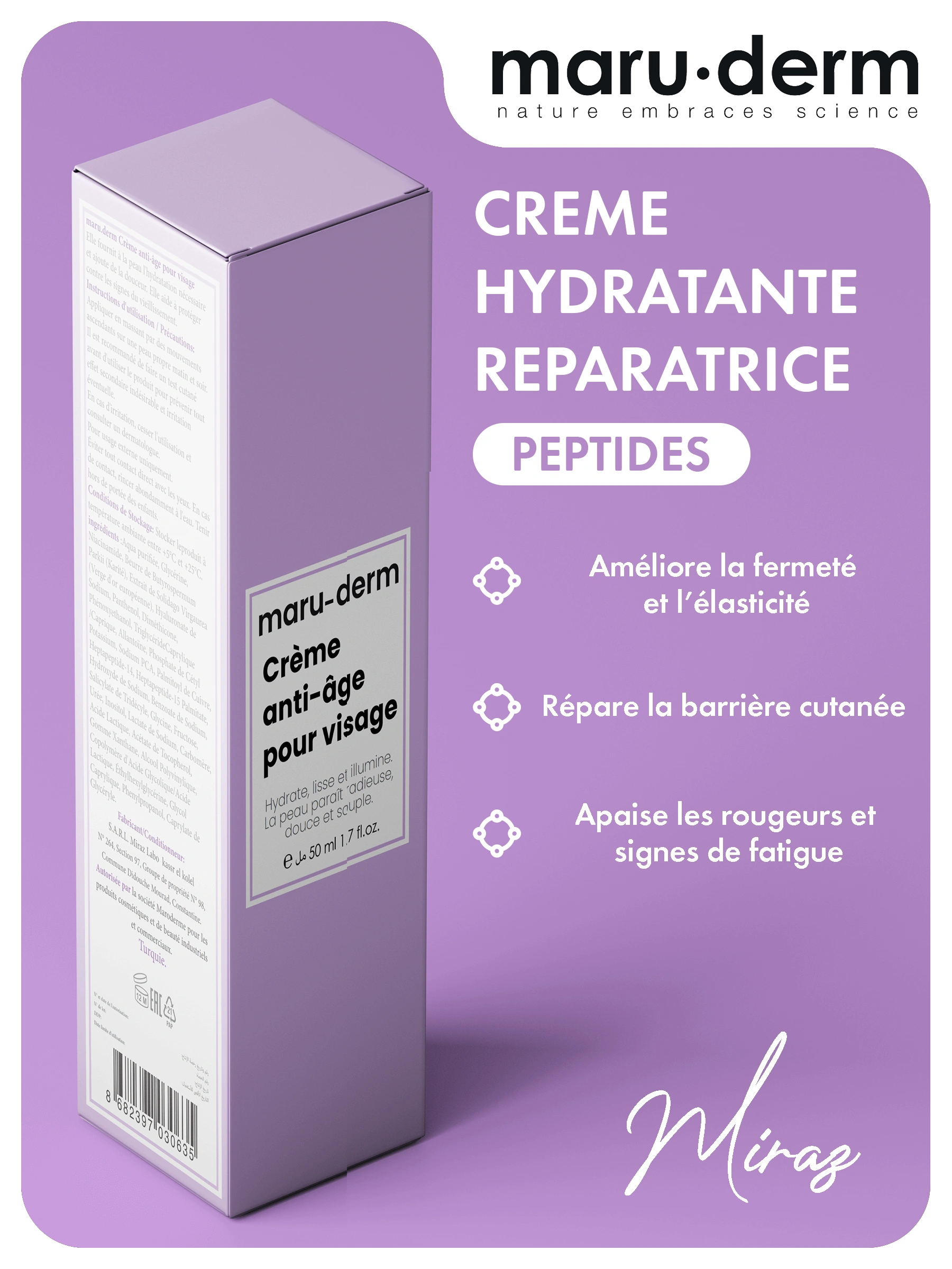 Femme appliquant la crème hydratante réparatrice sur le visage