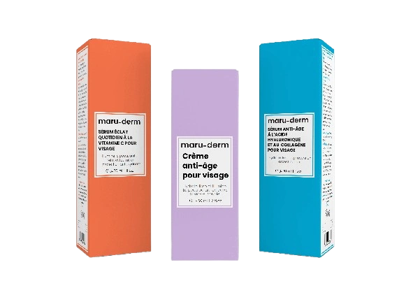 Flacons de sérum au collagène, peptides biomimétiques et vitamine C marudermpack
