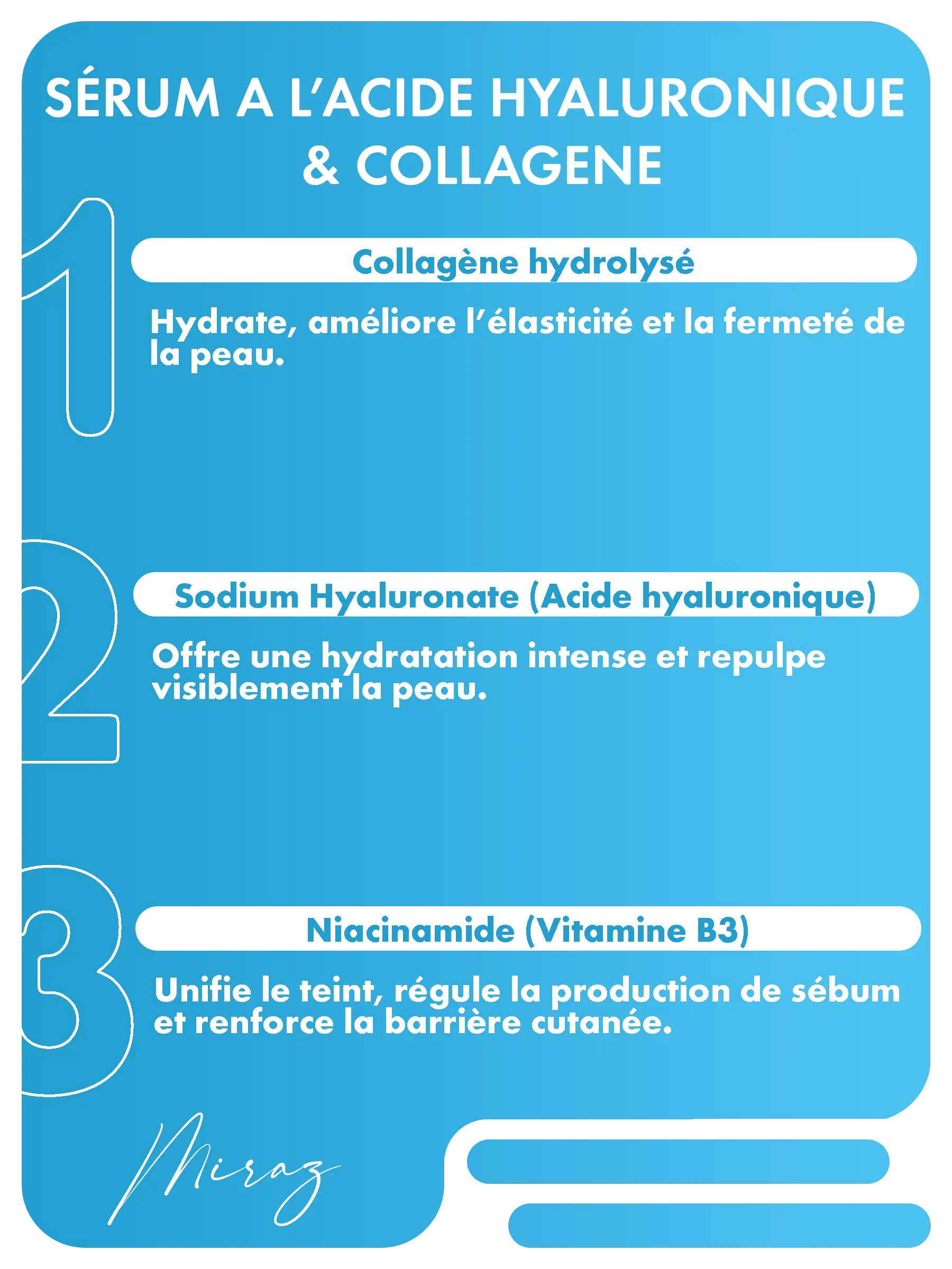 Emballage élégant du serum collagene acide hyaluronique hydrolyses Maru Derm